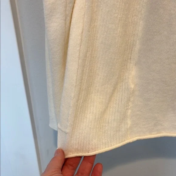 Title Nine Cream Open Front Lightweight Cotton Cardigan with Shawl Collar - Picture 8 of 8